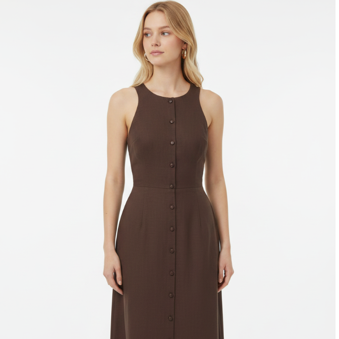 Line | Robe marron chemisée