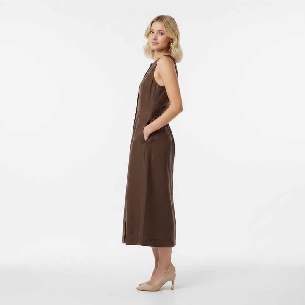 Line | Robe marron chemisée