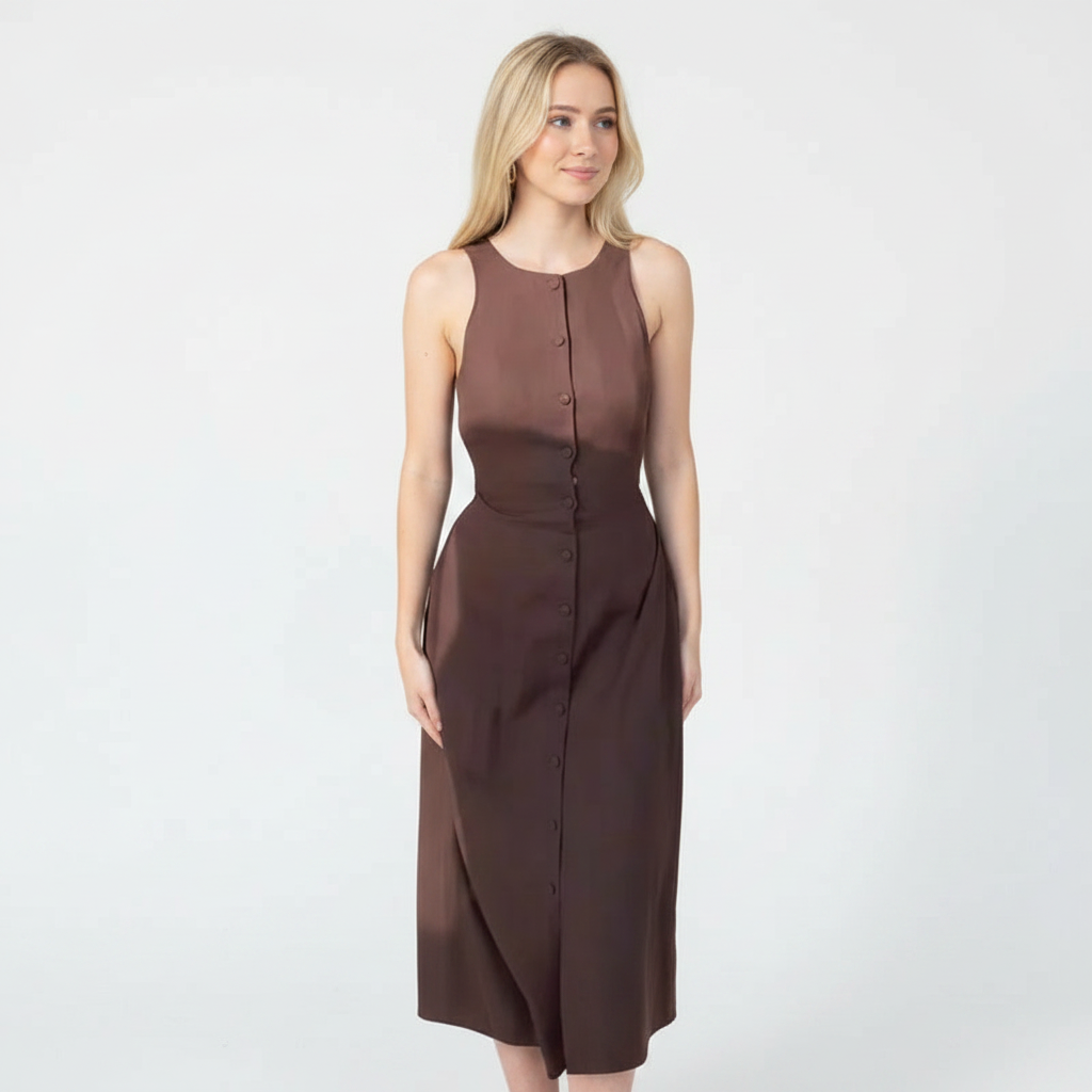 Line | Robe marron chemisée